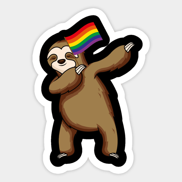 Sloth Dabbing Gay Lesbian Resis LGBT Flag Sticker by kateeleone97023